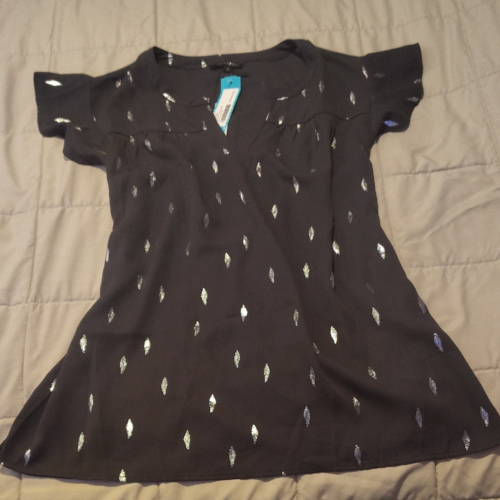 Papermoon Black Blouse with Silver Details